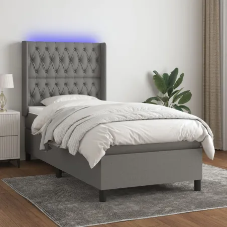 Sommier à lattes de lit matelas LED Gris foncé 80x200cm Tissu