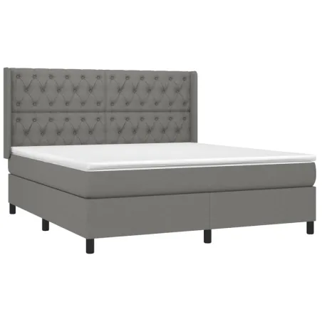 Sommier à lattes de lit matelas LED Gris foncé 160x200 cm Tissu