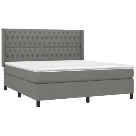Sommier à lattes de lit matelas LED Gris foncé 180x200 cm Tissu