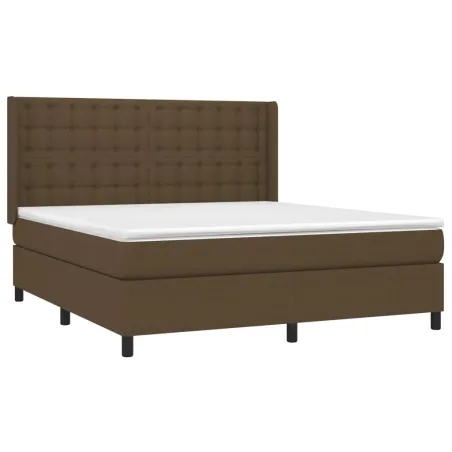 Sommier à lattes de lit matelas et LED Marron foncé 160x200 cm