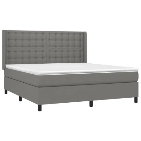 Sommier à lattes de lit matelas LED Gris foncé 180x200 cm Tissu
