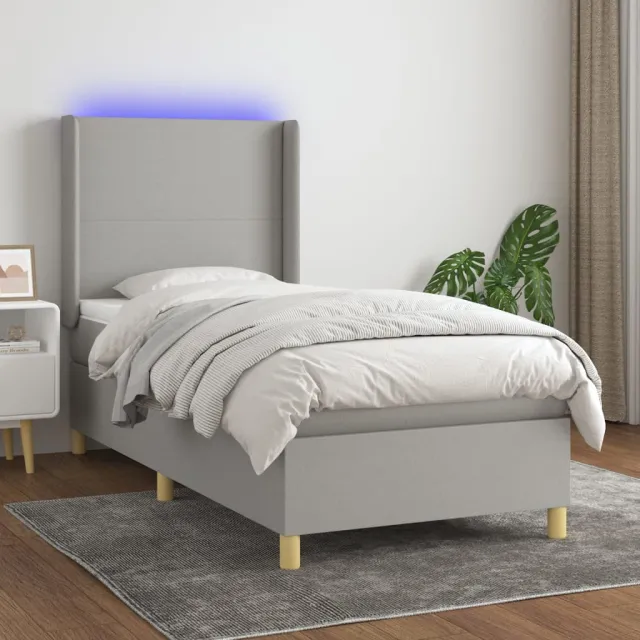 Sommier à lattes de lit matelas LED Gris clair 90x200cm Tissu