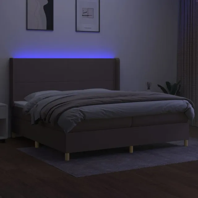 Sommier à lattes de lit matelas et LED Taupe 200x200 cm Tissu