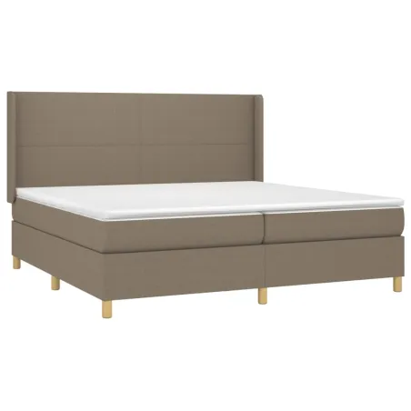 Sommier à lattes de lit matelas et LED Taupe 200x200 cm Tissu