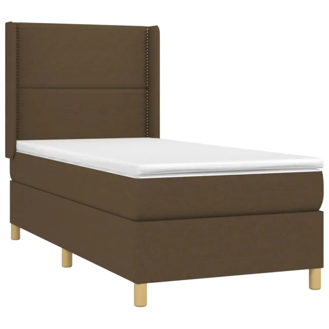 Sommier à lattes de lit matelas et LED Taupe 90x200 cm Tissu