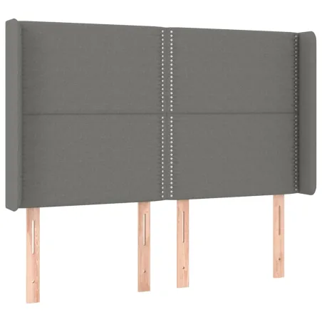 Sommier à lattes de lit matelas LED Gris foncé 140x190 cm Tissu