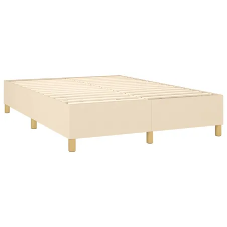Sommier à lattes de lit matelas et LED Crème 140x200 cm Tissu