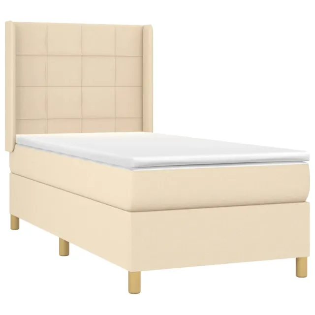 Sommier à lattes de lit matelas et LED Crème 80x200cm Tissu