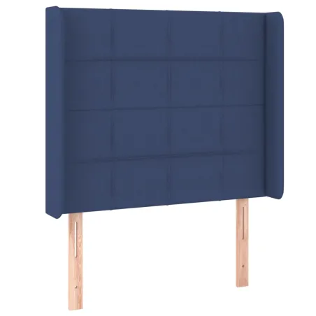 Sommier à lattes de lit matelas et LED Bleu 100x200 cm Tissu