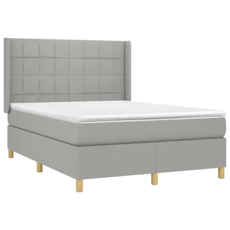 Sommier à lattes de lit matelas LED Gris clair 140x200 cm Tissu