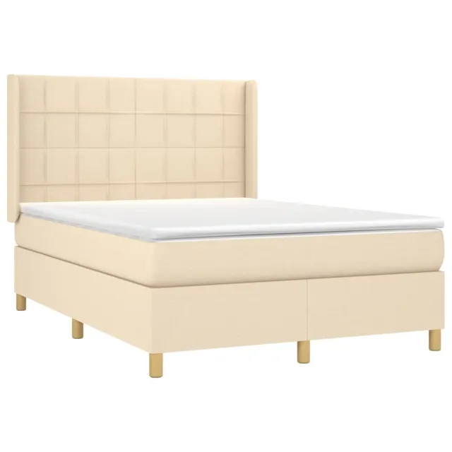 Sommier à lattes de lit matelas et LED Crème 140x200 cm Tissu