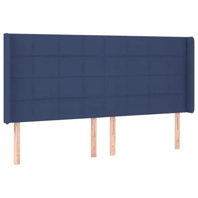 Sommier à lattes de lit matelas et LED Bleu 160x200 cm Tissu