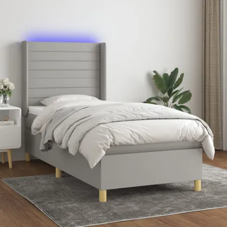 Sommier à lattes de lit matelas LED Gris clair 80x200cm Tissu