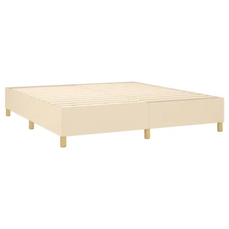 Sommier à lattes de lit matelas et LED Crème 180x200 cm Tissu