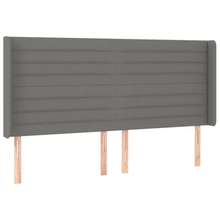 Sommier à lattes de lit matelas LED Gris foncé 200x200 cm Tissu