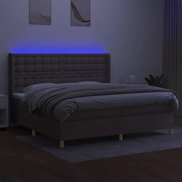 Sommier à lattes de lit matelas et LED Taupe 200x200 cm Tissu