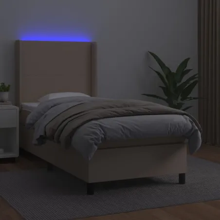 Sommier à lattes de lit matelas et LED Cappuccino 80x200cm