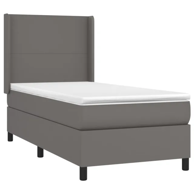 Sommier à lattes de lit matelas LED Gris 90x190 cm Similicuir