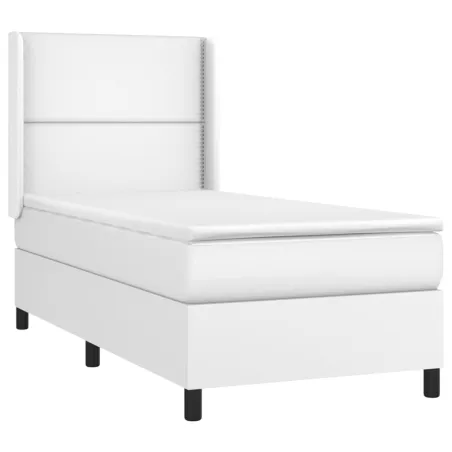 Sommier à lattes de lit matelas LED Blanc 90x190cm Similicuir