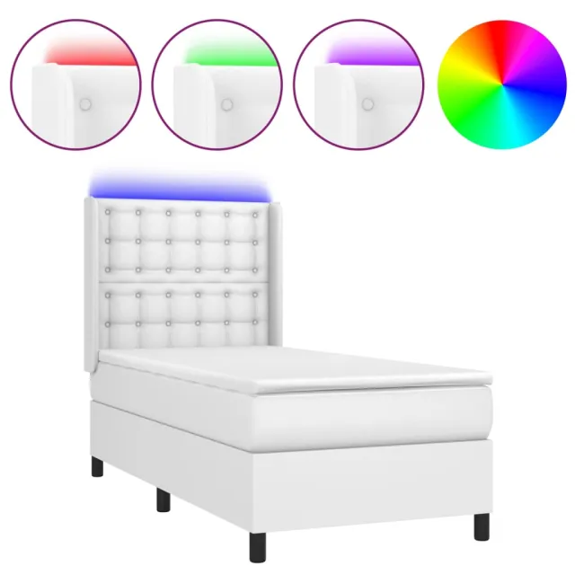 Sommier à lattes de lit matelas LED Blanc 80x200cm Similicuir