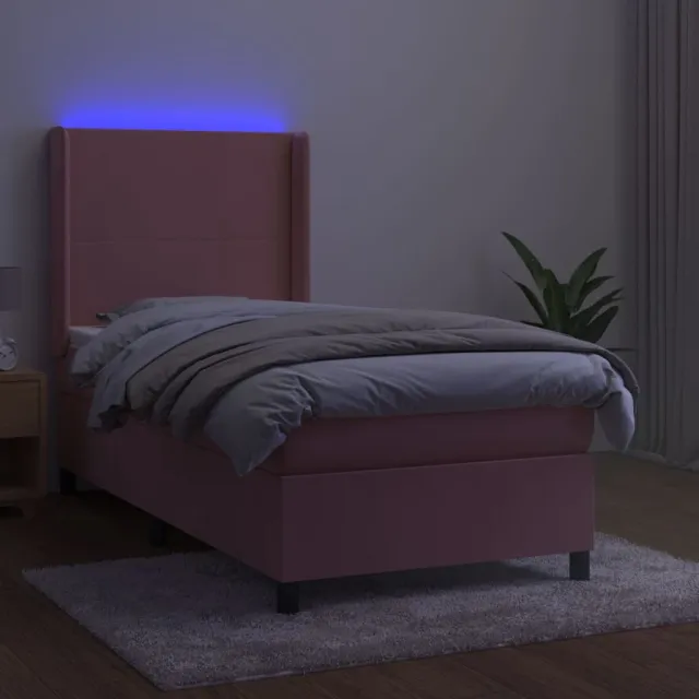 Sommier à lattes de lit matelas et LED Rose 80x200 cm Velours