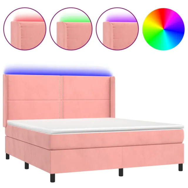 Sommier à lattes de lit matelas et LED Rose 160x200 cm Velours