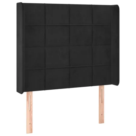 Sommier à lattes de lit matelas et LED Noir 90x190 cm Velours