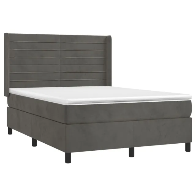 Sommier à lattes de lit matelas et LED Gris foncé 140x190 cm