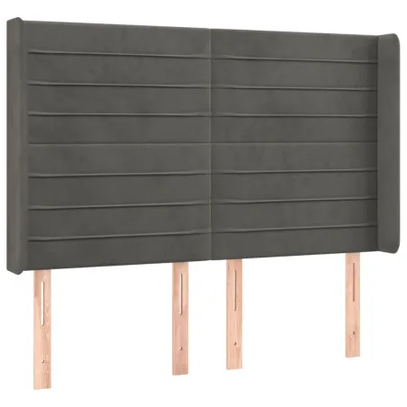 Sommier à lattes de lit matelas et LED Gris foncé 140x190 cm