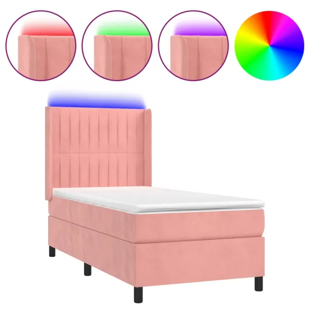 Sommier à lattes de lit matelas et LED Rose 90x190 cm Velours