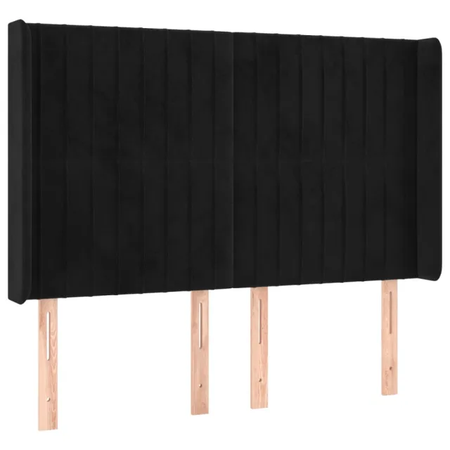Sommier à lattes de lit matelas et LED Noir 140x190 cm Velours