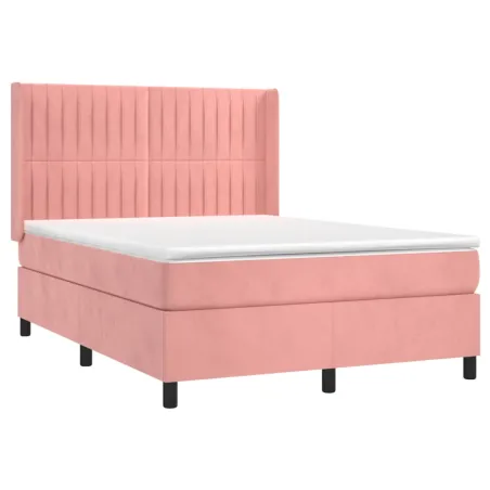 Sommier à lattes de lit matelas et LED Rose 140x200 cm Velours