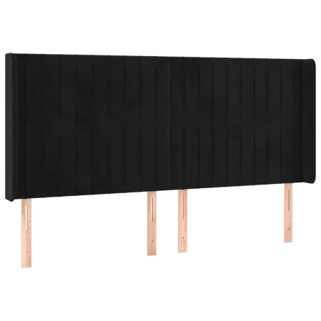 Sommier à lattes de lit matelas et LED Noir 180x200 cm Velours