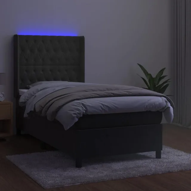 Sommier à lattes de lit matelas LED Gris foncé 80x200cm Velours