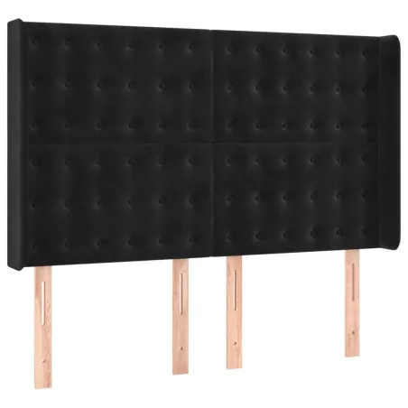 Sommier à lattes de lit matelas et LED Noir 140x200 cm Velours