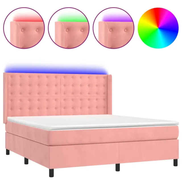 Sommier à lattes de lit matelas et LED Rose 160x200 cm Velours