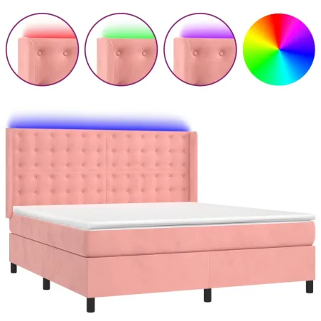 Sommier à lattes de lit matelas et LED Rose 160x200 cm Velours