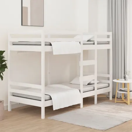 Lit superposé sans matelas blanc 90x200 cm bois de pin massif