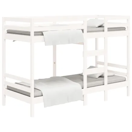 Lit superposé sans matelas blanc 90x200 cm bois de pin massif 2