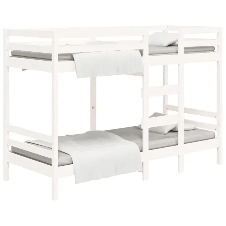 Lit superposé sans matelas blanc 90x200 cm bois de pin massif