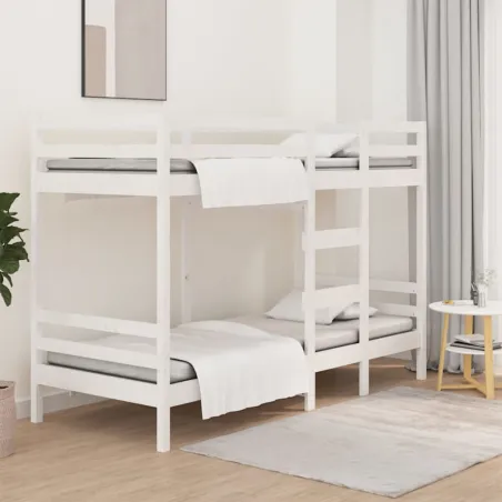 Lit superposé sans matelas blanc 80x200 cm bois de pin massif