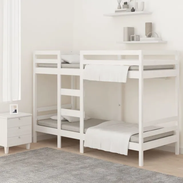 Lit superposé sans matelas blanc 90x190 cm bois de pin massif