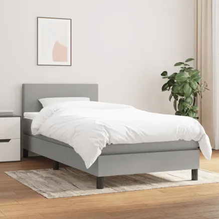 Sommier à lattes de lit avec matelas Gris clair 80x200 cm Tissu