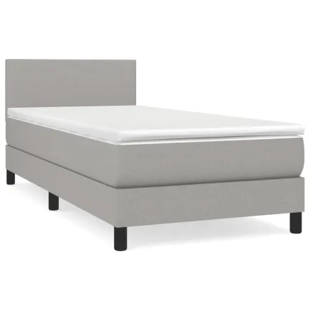 Sommier à lattes de lit avec matelas Gris clair 80x200 cm Tissu 2
