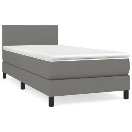 Sommier à lattes de lit avec matelas Gris foncé 80x200 cm Tissu 2