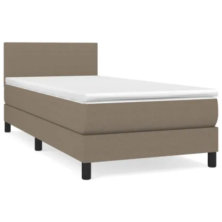 Sommier à lattes de lit avec matelas Taupe 90x190 cm Tissu 2