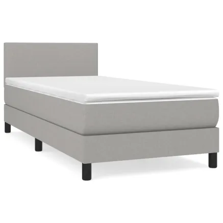 Sommier à lattes de lit avec matelas Gris clair 100x200cm Tissu 2