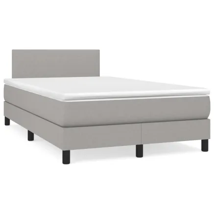 Sommier à lattes de lit avec matelas Gris clair 120x200cm Tissu 2