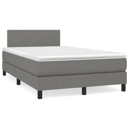 Sommier à lattes de lit avec matelas Gris foncé 120x200cm Tissu 2