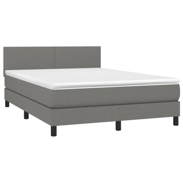 Sommier à lattes de lit avec matelas Gris foncé 140x190cm Tissu